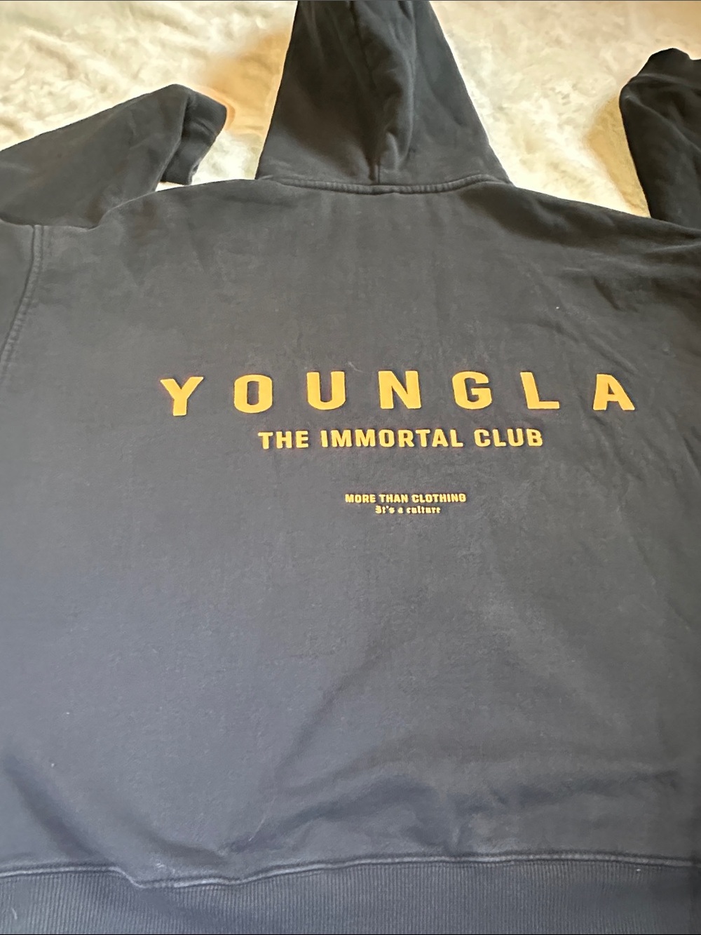 YoungLA Black Pullover Hoodie with Small Gold Logo - Picture 3 of 6